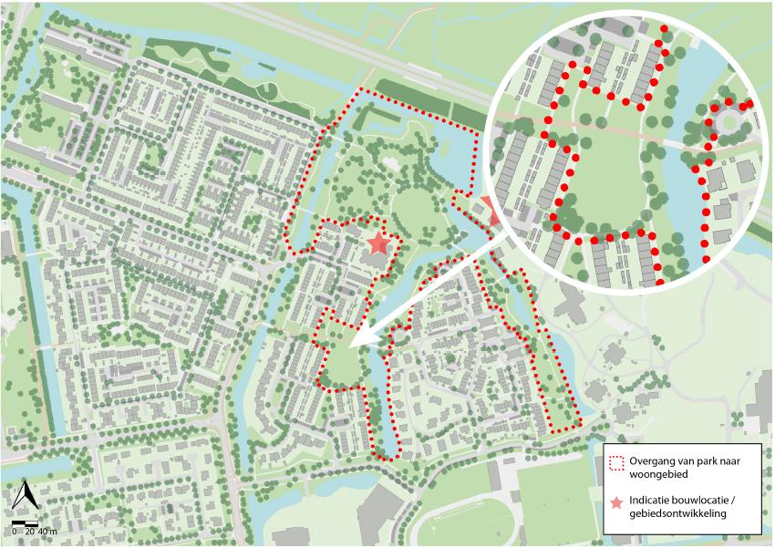 Het speelveld nabij het Mulderslaantje in Park De Noord