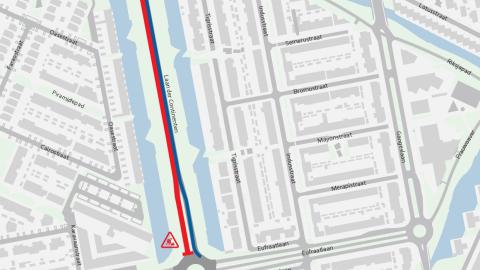 Op deze kaart is te zien dat er op de de Laan der Continenten en de Aziëlaan een deel van de weg wordt afgesloten. In de Aziëlaan wordt 1 rijbaan afgesloten. Dit geldt voor het deel vanaf het kruispunt Laan der Continenten tot het kruispunt Gangeslaan/Gordel van Smaragd. Verkeer van beiden kanten kan er langs. De Laan der Continenten wordt voor 1 rijrichting helemaal afgesloten. Dit geldt voor het deel vanaf het kruispunt Australiëlaan/Aziëlaan tot het kruispunt Zambezilaan/Eufraatlaan.