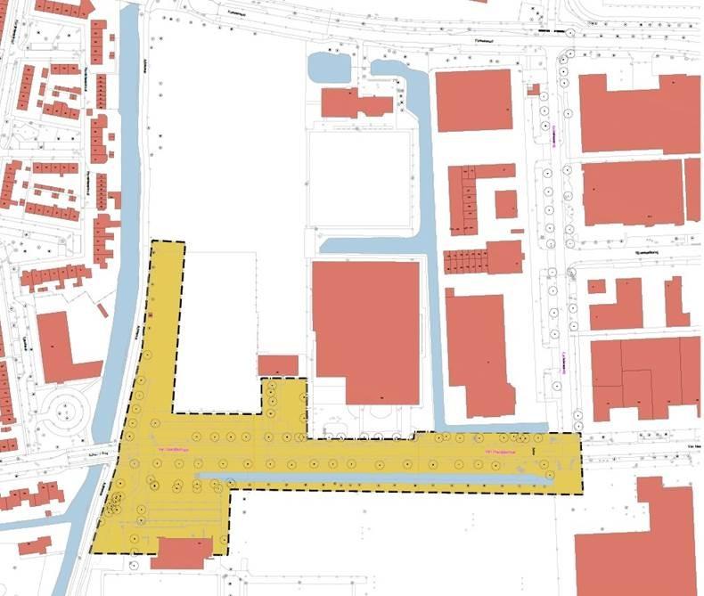 Het projectgebied aangegeven in een kaartje van Overwhere-Zuid