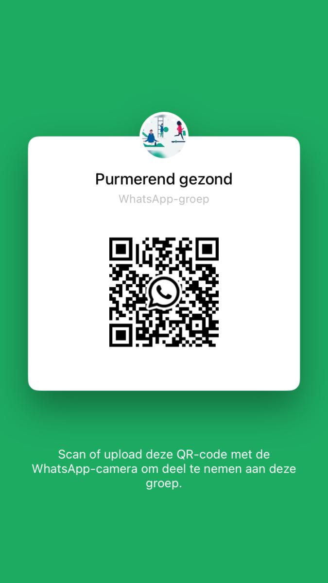 QR-code om deel te nemen aan de WhatsApp-groep van 30 dagen gezonder in Purmerend