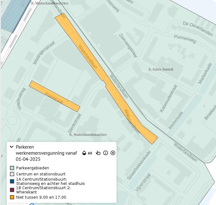 Uitzondering parkeren werknemersvergunning Waterlandlaan en Poelstraat