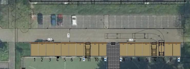 Schetsontwerp voor 18 parkeerplaatsen bij sportveldjes nieuwbouw school Mercuriusweg 2
